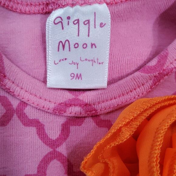 GIGGLE MOON 9M Pink and Floral Ruffle Romper - Picture 3 of 4